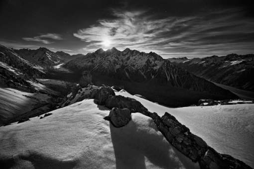 Moonlight over Alpine Glaciers